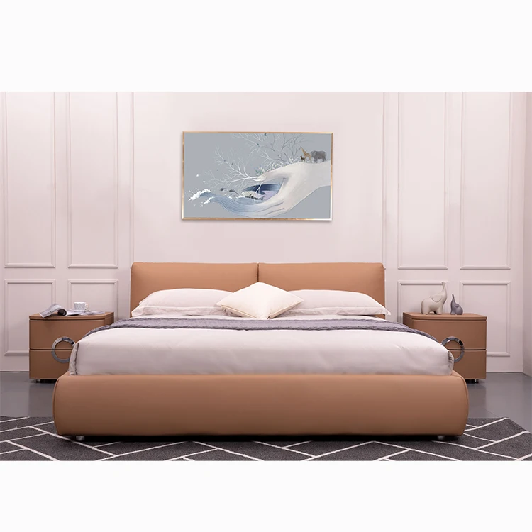 OEM ODM Factory Modern Queen Lit Hotel Bedroom Sets King Size Double Upholstered Platform Beds Frame with Wood Slat Support