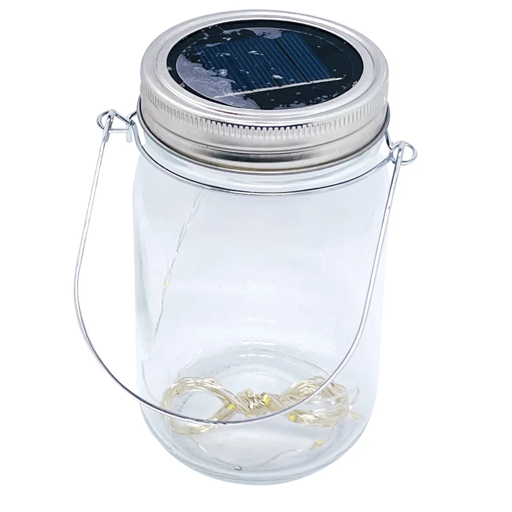 Wholesale blank Custom photo  glass solar LED Light sublimation Mason jar with hemp cord at night