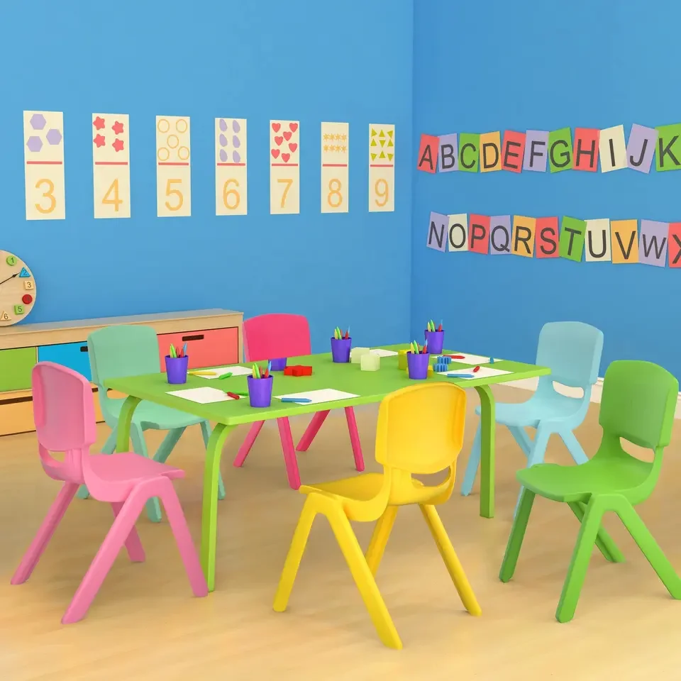 Plastic Colorful Table and Chair Children Furniture Sets Kindergarten Nursery School Classroom