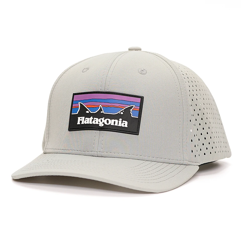 custom 6 panel rubber patch  dry fit mens gorras snapback cap laser-boring nylon performance golf hat wholesale