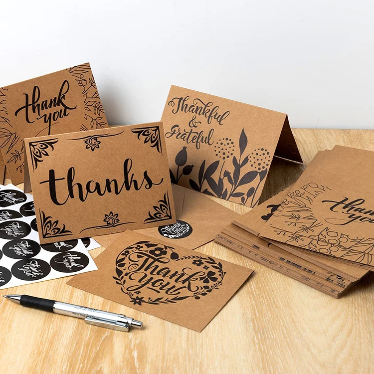 Wholesale recycled kraft paper baby greeting cards with envelopes