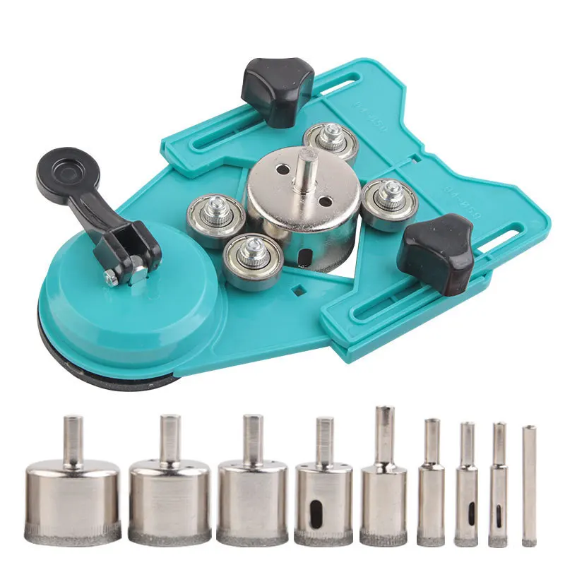 Heavy Duty Ceramic and Glass Hole Saw Set Versatile 4-83mm Cutter Adjustable Drilling Guide Suction Holder
