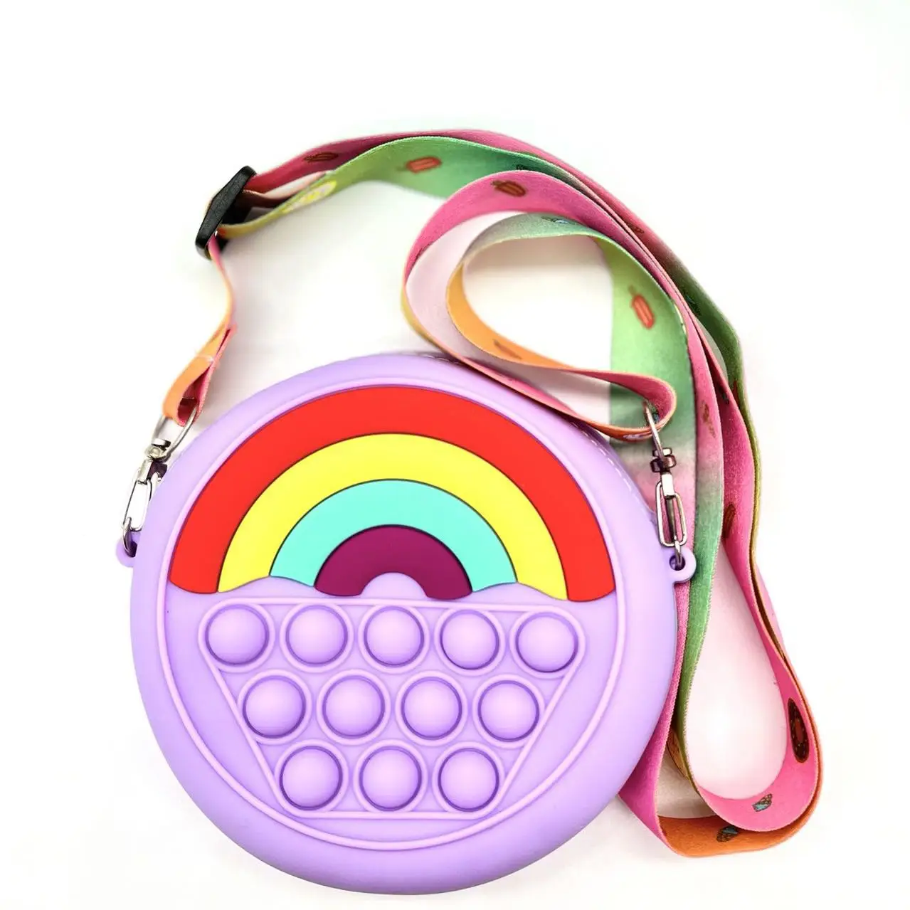 Girls soft silicone push bubble poppet crossbody hand money bag kid unicorn fidget toy push pop it coin purse