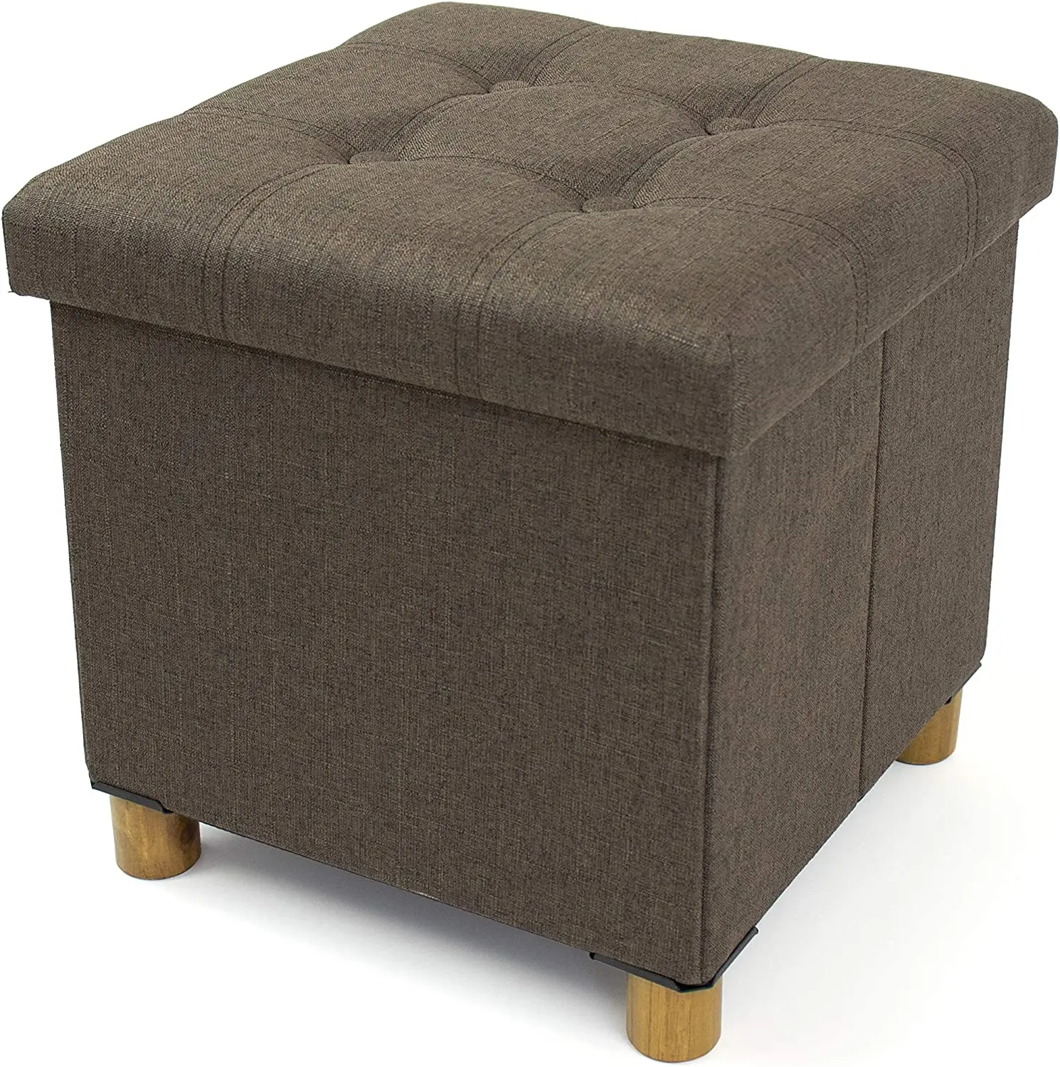 15inch Sturdy Cube Ottoman with Storage Foldable Storage Ottoman with Legs for Bedroom Fabric Folding Storage Stool