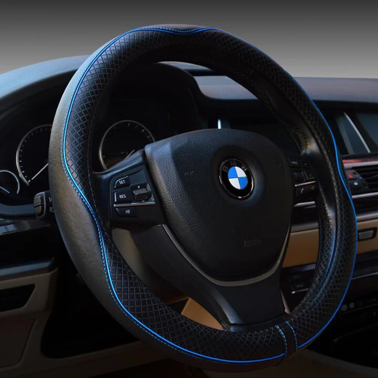 
Wholesale Universal Size Solid Color Car Steering Wheel Cover Genuine Leather 