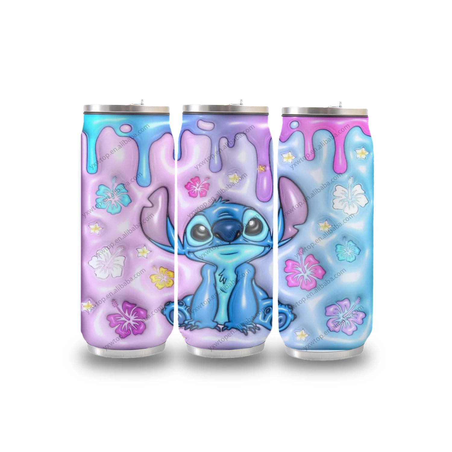 Latest arrival 3d cartoon stitch design cup kids Soda Cola can stainless steel double wall vacuum children Christmas tumbler