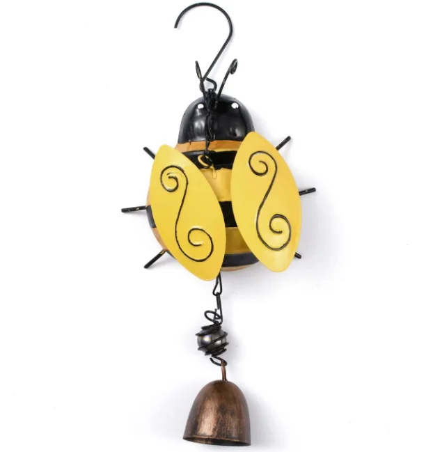 Metal Crafts Bee Wind Chimes Bell Home Ornament Iron Stereo Hanging Bell Metal Bee Wind Chimes With Bell for Garden Yard Patio