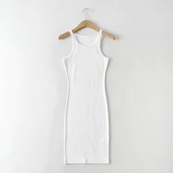Private label ladies solid color fitted sexy mini dress casual tank top ribbed dress women bodycon