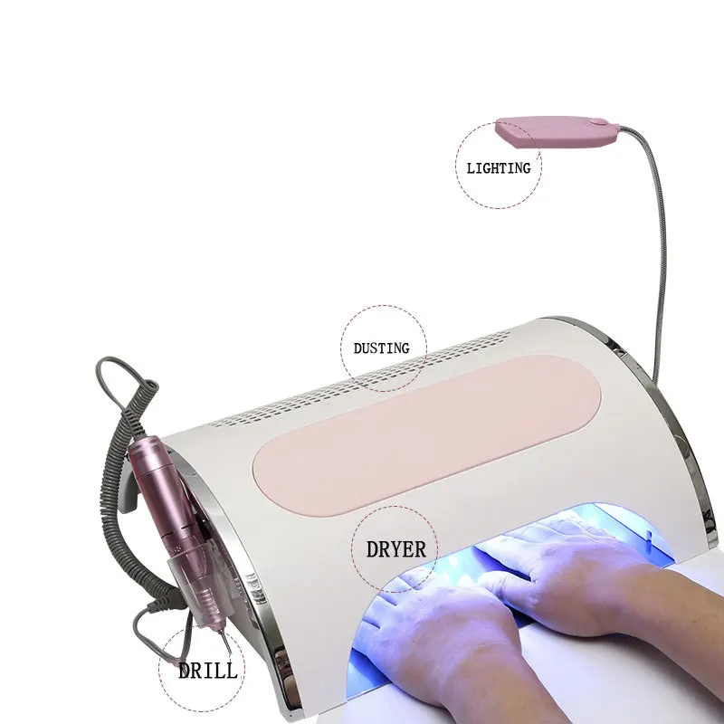 5 in 1 Multifunctional LED Lamp Vacuum Cleaner Nail Dryer Phototherapy Functions Built-in Hand Cushion Nail Polishing File