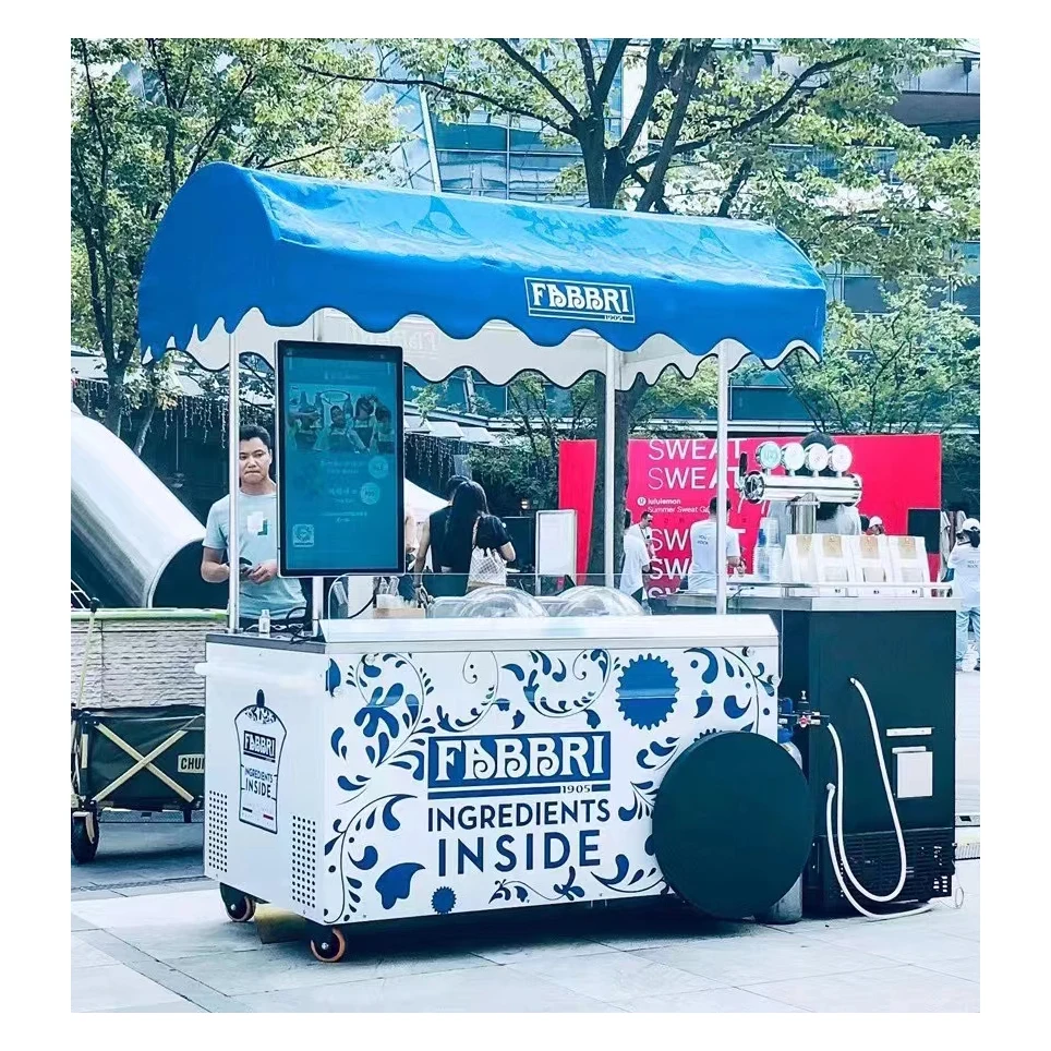 MILES Galaxy Pro V4C Freezer Showcase Gelato Ice Cream Cart All In One machine like mobile shop Outdoor Street Food truck