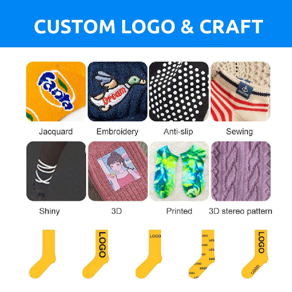 Free Sample Blank Custom LOGO Print Thick Breathable Cotton Mens Sport Causal Socks