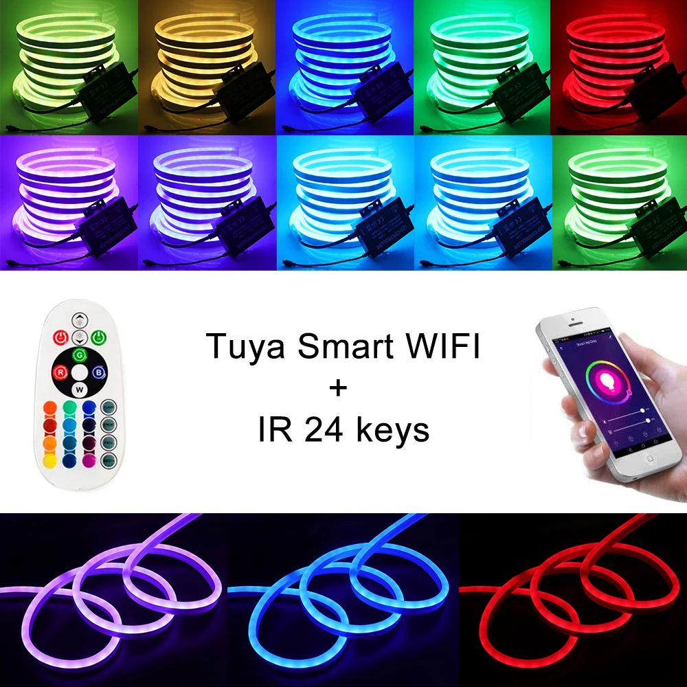 Tuya APP Smart WIFI RGB Controller IR/RF Remote Control for 110V 220V RGB LED Strip Light Home Decor Dimming Controller