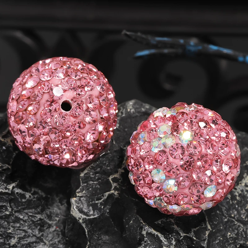 20pcs 16mm Round Crystal Rhinestone Beads Paved Clay Disco Ball Shamballa Beads for Jewelry Necklace Bracelet Earrings