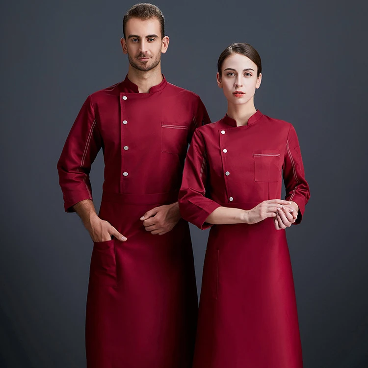  Custom Hotel Chef Uniform With Embroidery Logo Restaurant Kitchen Coat
