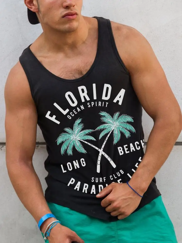 Изготовленный На Заказ набивная ткань из paml деревья с О-образным вырезом, летние комплекты с футболками и Флорида с оригинальным изображением тропического пляжа и майка с рисунком футболки для мужчин и женщин
