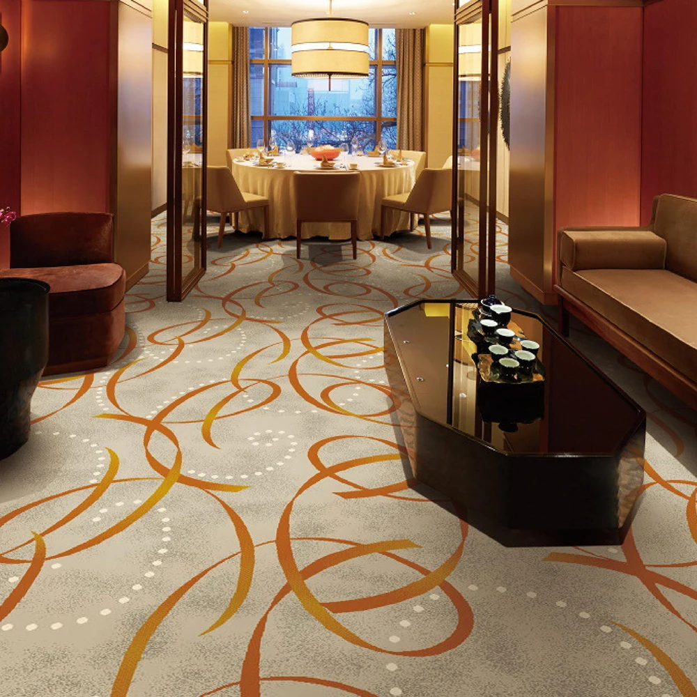 Factory Custom Design Nylon Printed Floral Pattern Carpet Roll Fireproof Banquet Room Wall to Wall Carpet 5 Star Hotel Carpet