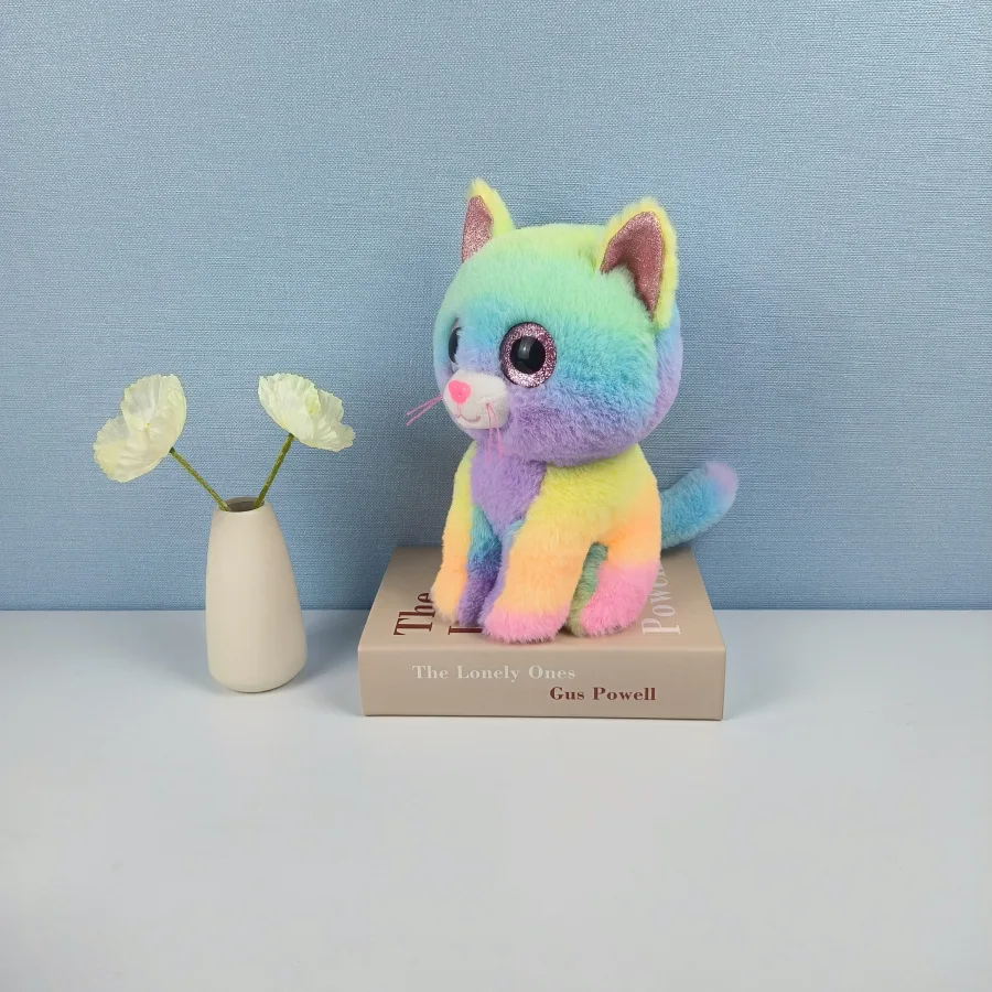 Customized New Cute Children Birthday Gifts Plush Toy Colorful Rainbow Cat Stuffed Plush Cat Doll Toy