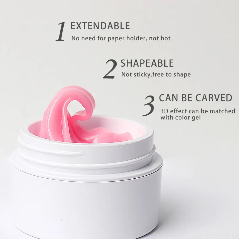 HS Solid Non Stick Hand Jelly Translucent Nail Art 3D Sculpting Gel Nail elly Builder Nail Extension UV Gel