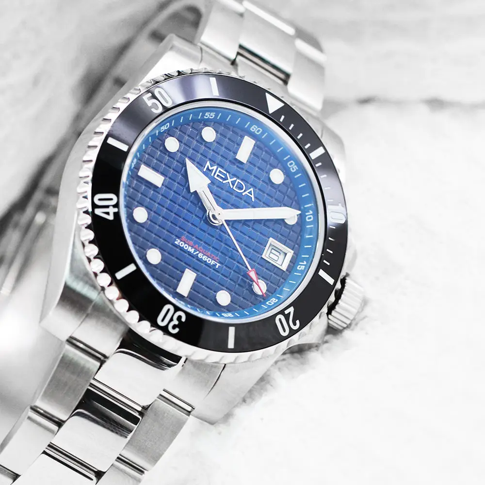 Mexda Analogue Watch Japanese Mechanical Movement Stainless Steel Case 10atm Waterproof Fashion Watch Sport Style Custom Logo