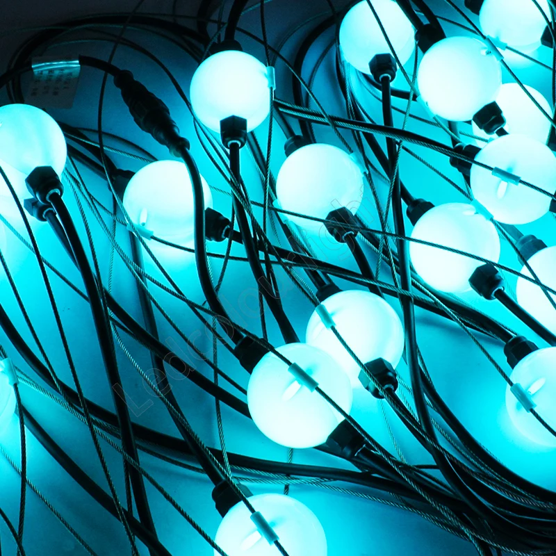 Christmas Decorative High-power Lighting DMX RGB Ball Pixel String Lights 3D LED bulb with stable steel wire