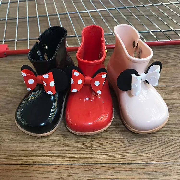 Four seasons new fashion children wave dot bow children rain shoes princess student short wear rain shoes