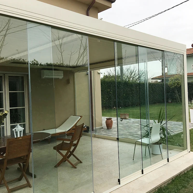 Simple Style Stand Bad Weather Like Typhoons Hurricane Gazebo Glass Door Terrace Frameless Verandah Waterproof