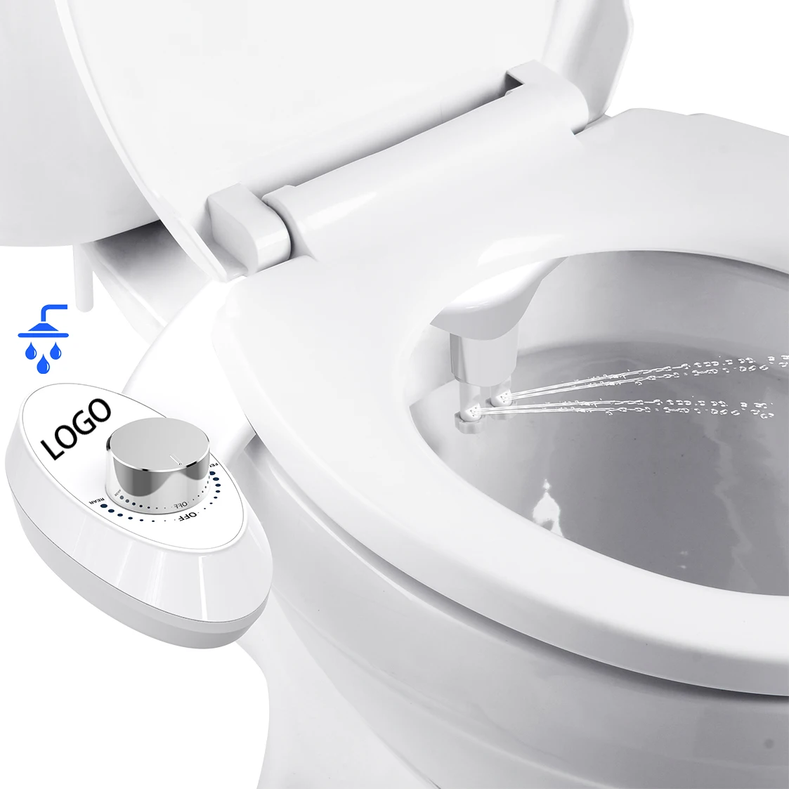Modern Design Quick Installation ABS Plastic Bidet Attachment for Toilet Cold Water Dual Nozzles Knob Control Mode No Electric