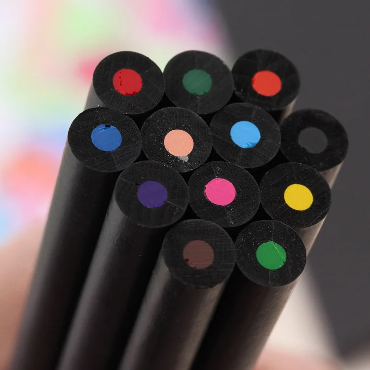 ANI 12 colors color pencil set High quality Eco Friendly  black wood pencil For kids drawing