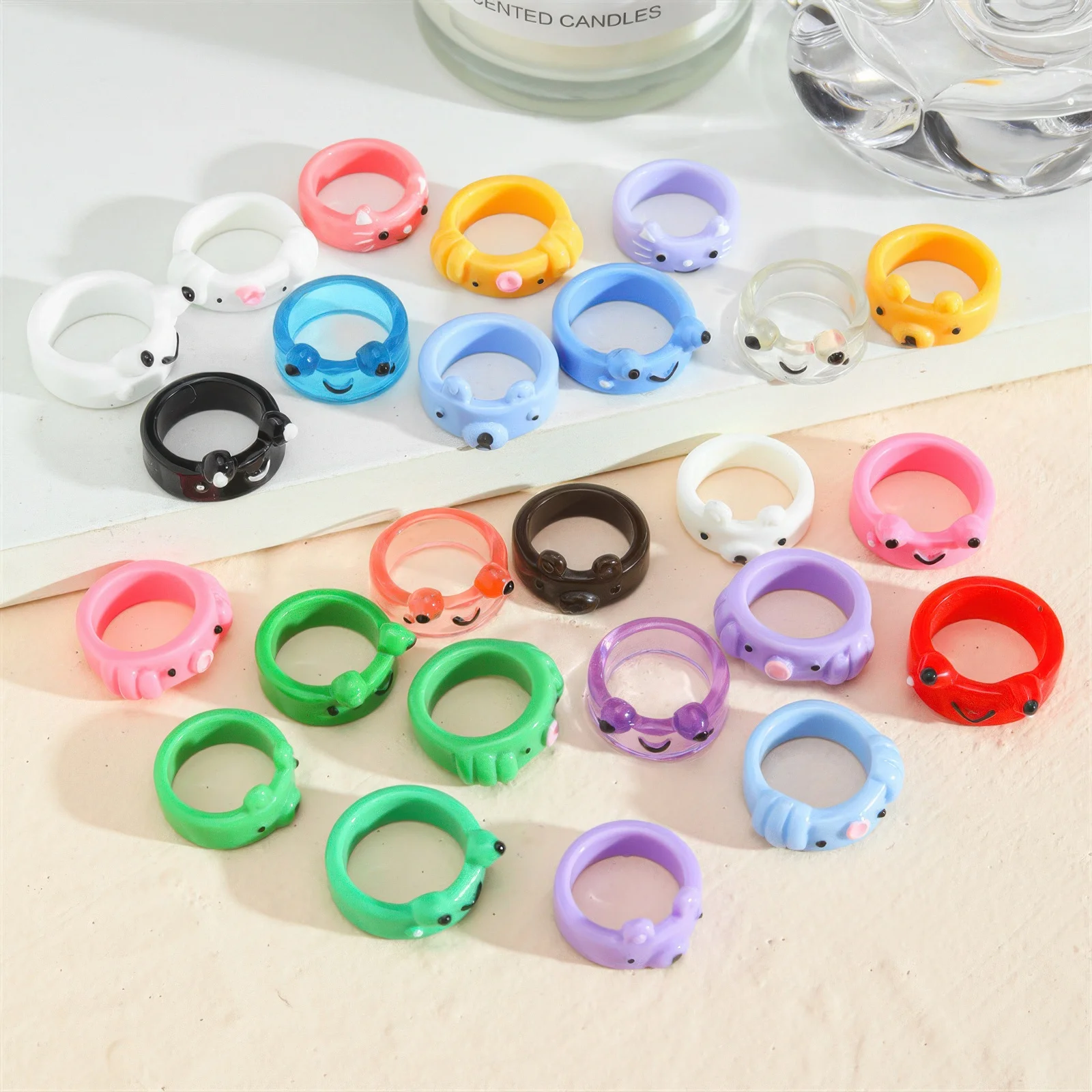 Color Acrylic Frog Octopus Ring Cross-border New Cartoon Ring For Girls