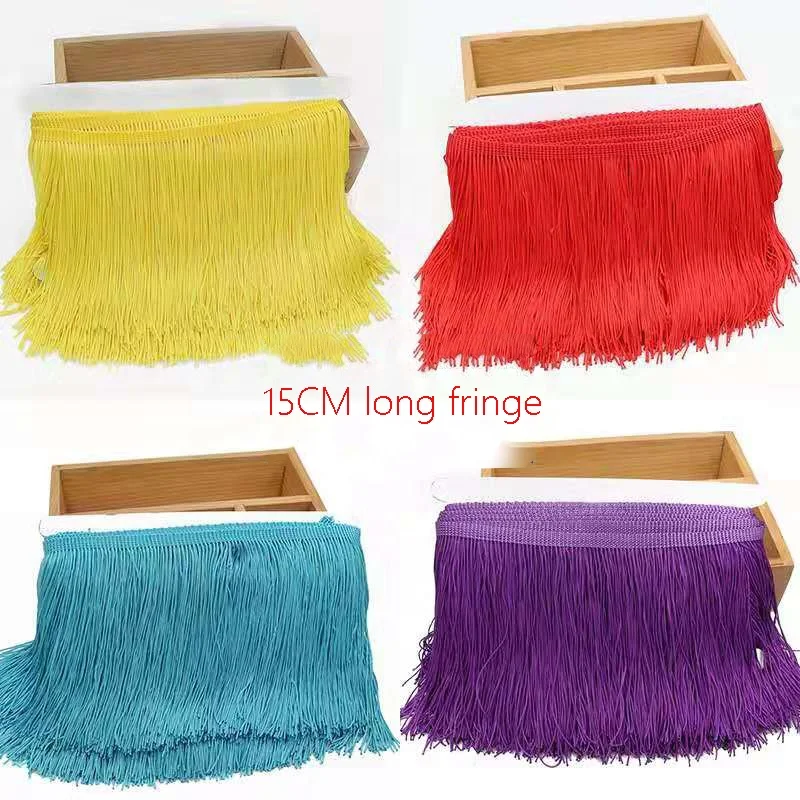 Garment decorative fringe lace Various color available 15Cm long polyester fringe lace trimming for night dress