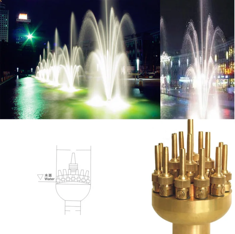 Fountain Equipment Three Tier Flower Shape Brass Fountain Jet Nozzle
