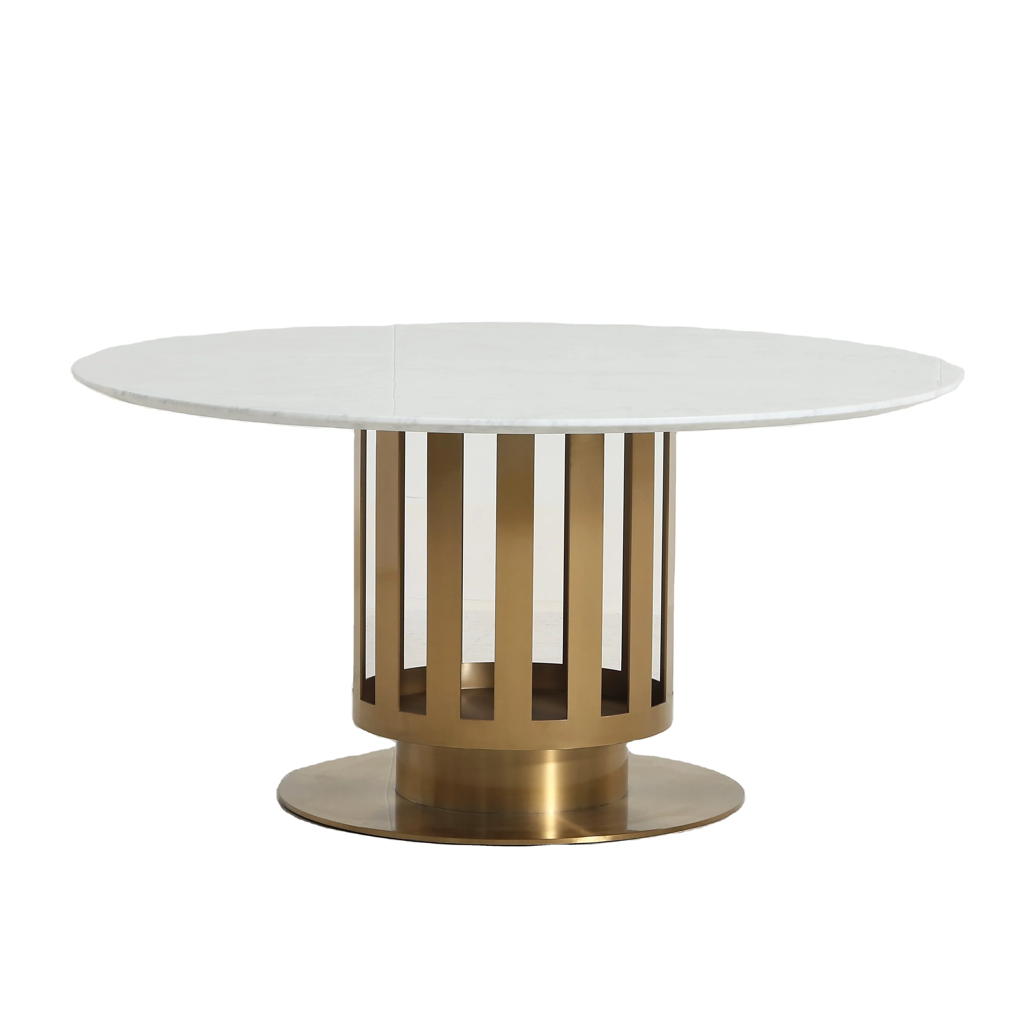 recycled pine Italian minimalist metal feet dining table can be customized shape size material color Round marble  table