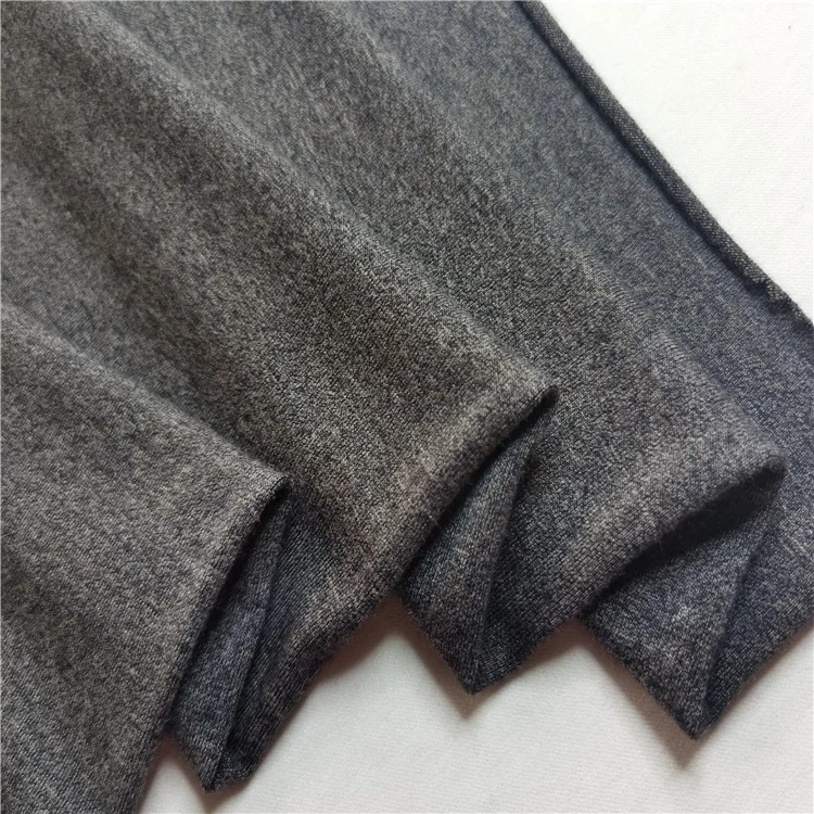Heather grey piece dyed 95%rayon 5% spandex black knitting fabric
