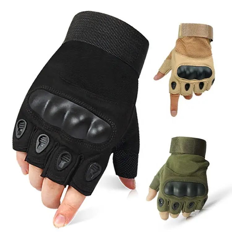 Unisex Heavy-Duty Fingerless Knuckle Protection Gloves Outdoor Training Tactical Fitness Sports Gym Cycling Spandex Polyester
