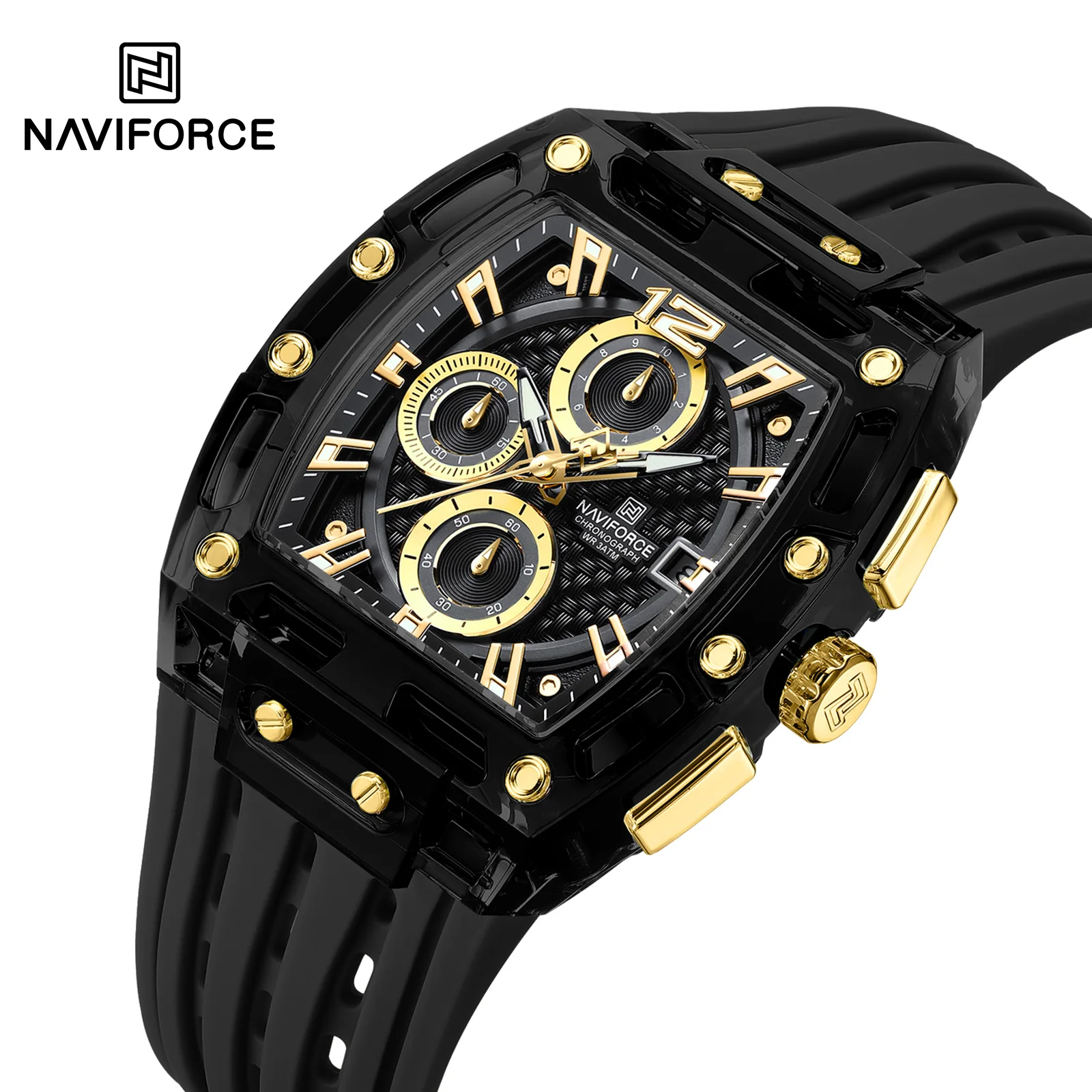 NAVIFORCE 7105 New Design Transparent  Watch Men Quartz Man Watches Waterproof Luxury Sport Out Door Chronograph Clock
