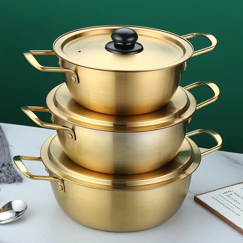 Noodles Soup Stock Pasta Ramen Pot Korean Style Stainless Steel Hotpot for Crayfish Cooking