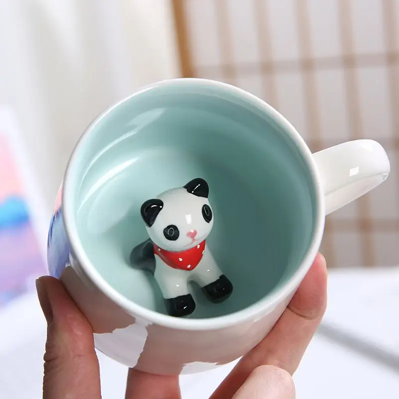 Wholesale Creative Retro Couple Tea Coffee Cup Gift Set Taza Caneca Unicorn Ceramic Mug With Lid