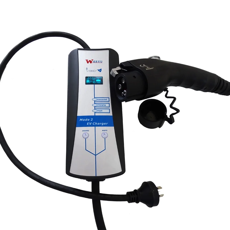 7kw 32A портативное зарядное устройство AC EV с зарядным кабелем Mode 2 EV