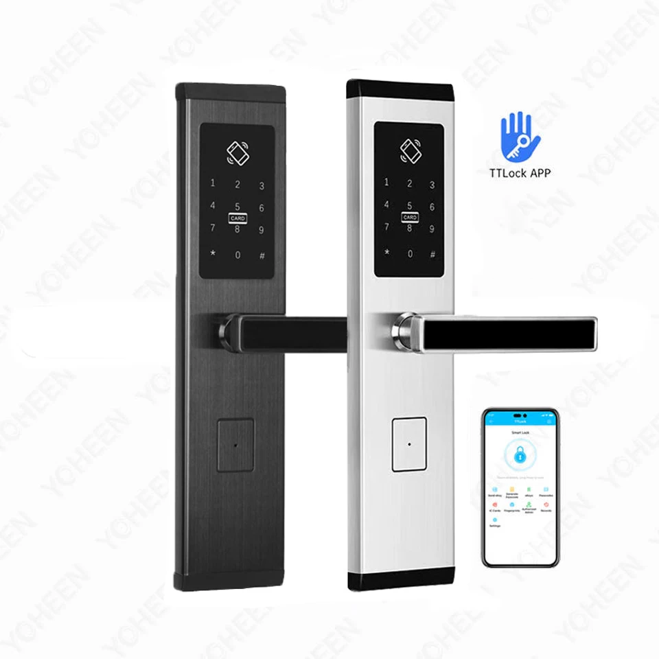 YOHEEN Stainless Steel Security Electronic Smart Biometric Fingerprint Door Handle Lock With BT TTLock APP for Home