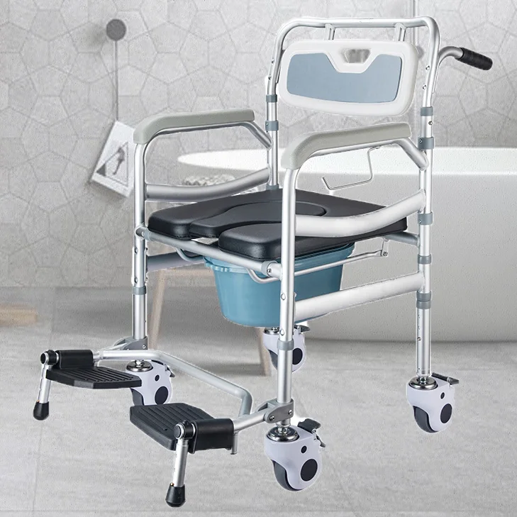 high quality hot sell Modern Comfortable Medical Aids Rolling Shower Chair Commode Chair
