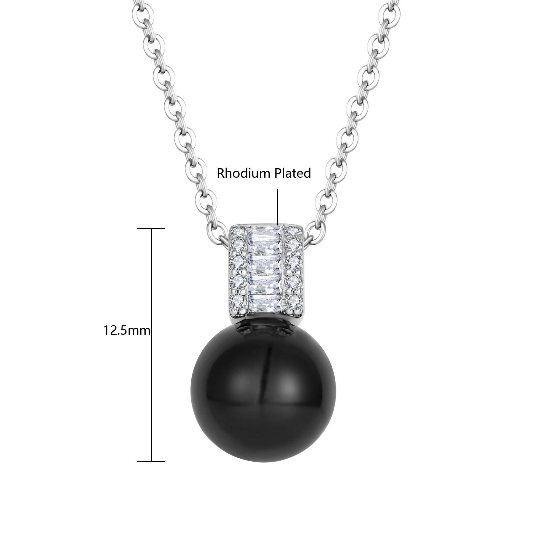 Factory Price Pure Pearl Women Jewelry 925 Sterling Zirconia Black Shell Pearl Diamond Pendant Necklace