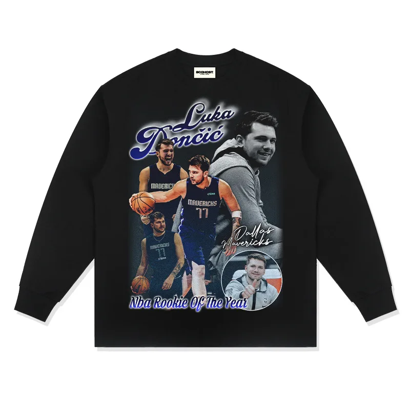 Luka Doncic Graphic Printed 250GSM 100%Cotton Short Sleeve Heavyweight Oversized Acid Washed Streetwear Vintage T Shirts