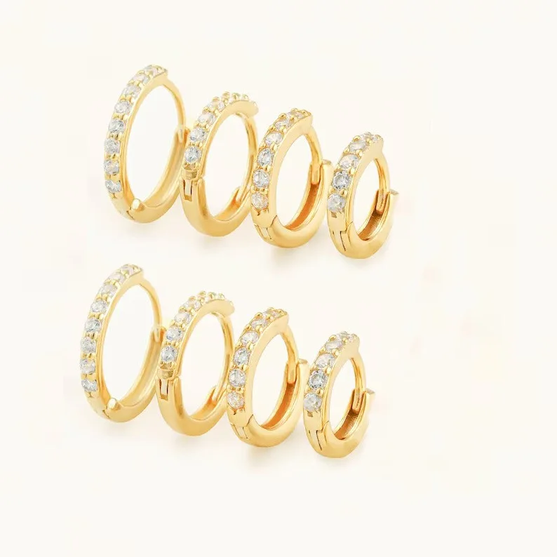 Stainless Steel Hoop Earrings set for women 4 piece Crystal Zirconia Tragus Piercing Jewelry