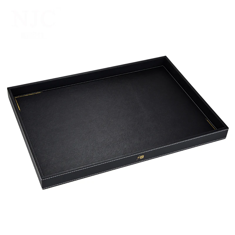 luxury black wardrobe hotel bathroom display drawer organizer storage tray leather luxury with tissue box