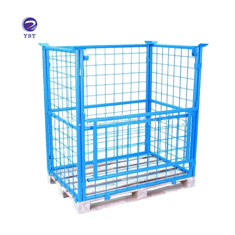 Customized industrial warehouse collapsible frame retention wire metal units storage cage