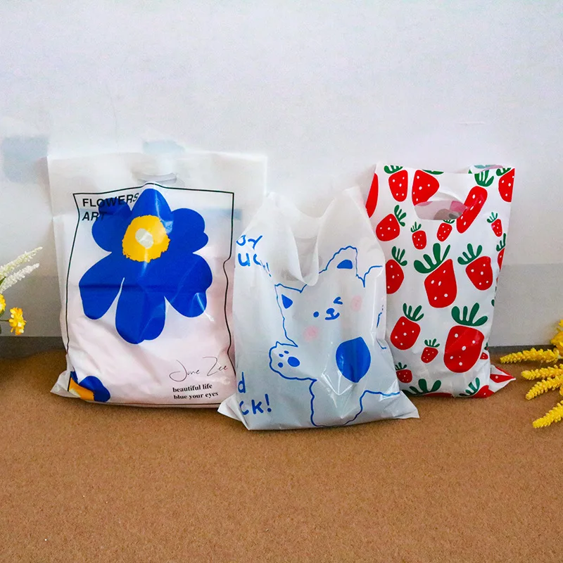 Eco-Friendly 12x15 inch Die Cut Handle Plastic Shopping Bags Heat Seal Gusset Type for Shoes shopping bag plastic bag