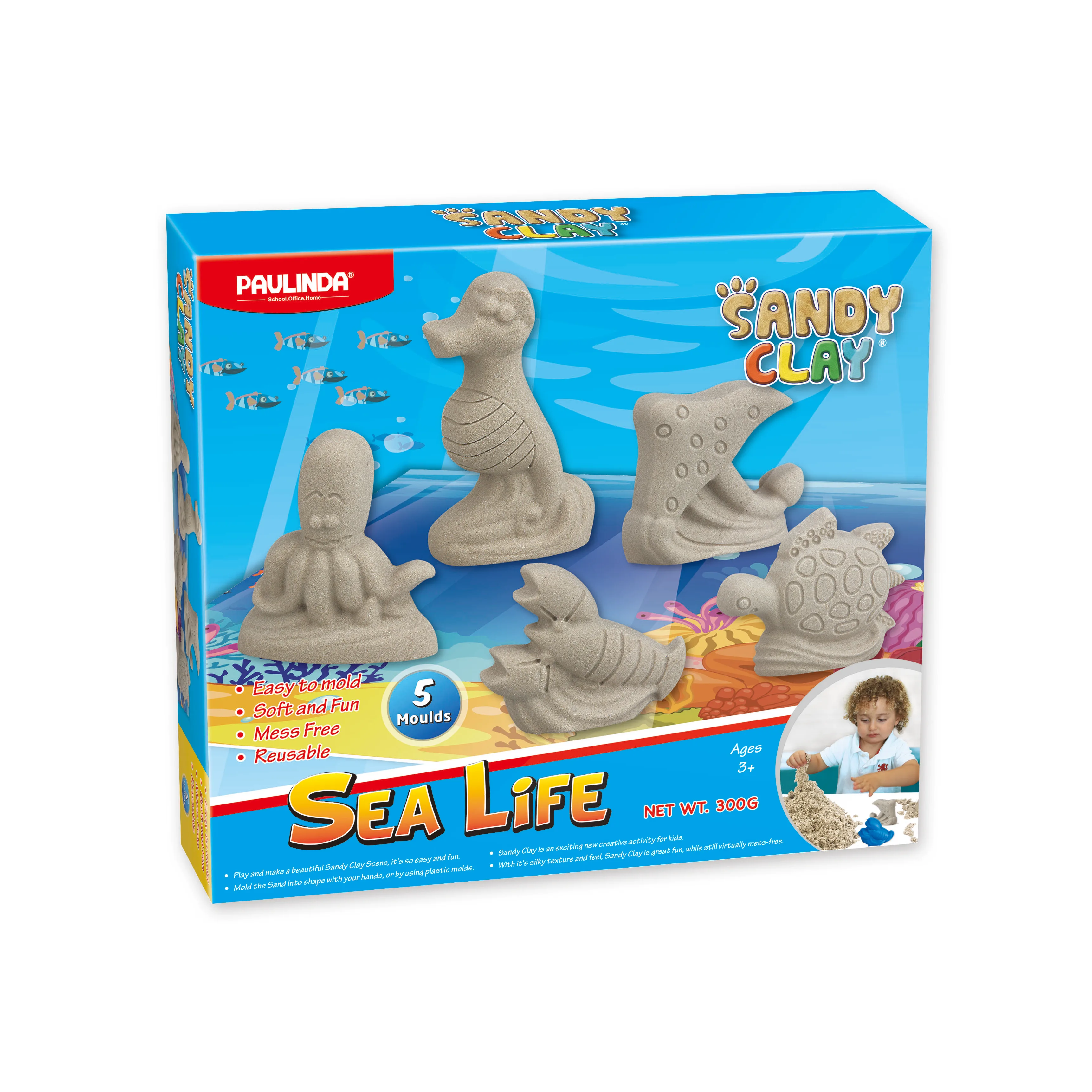 
High Standard Creative Toys Reusable Smooth Mess Free Sandy Clay with Plastic Moulds 