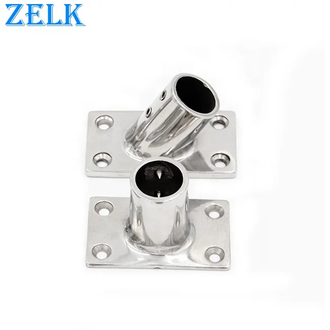 Stainless Steel Marine Hardware Mirror Polished 60 Degree Handrail Rectangular Base