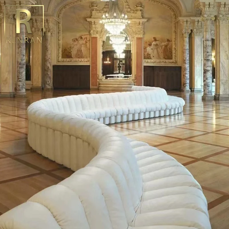 The latest Italian design piano sofa Villa living room sofas snake-shaped arc-shaped module combination leather luxury sofa set