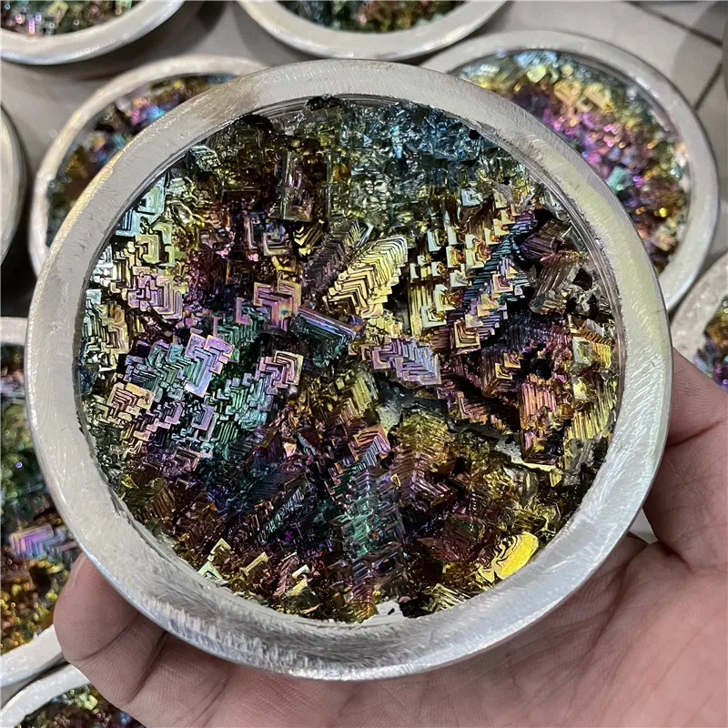 Natural Gemstone Seven Colour Bismuth Bowl Treasure Ore cornucopia Mineral Specimen For Home Decoration